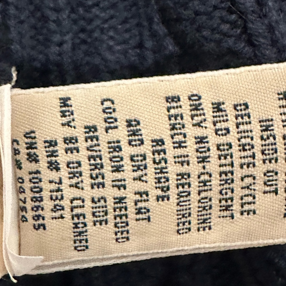 L.L. Bean Navy Blue Cable Knit Cotton Sweater Nautical Fisherman Preppy - Picture 10 of 10